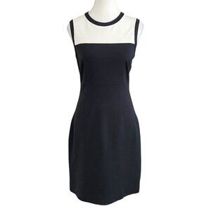 KATE SPADE JANELLE BLACK WHITE COLORBLOCK SLEEVELESS BODYCON DRESS - 2